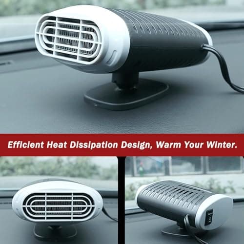 DSLIHA Car Heater 12v 150W Portable Car Heater for winter, Portable Auto Heater, Car Heater Fan with 2 in 1 Fast Heating/Cooling for Car Defroster Windshield Fast Defogger with Cigarette Lighter Plug — view 3