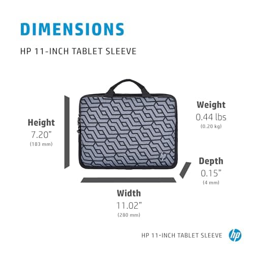 HP 11-inch Tablet Sleeve, Neoprene, Passthrough Cable access, Washable, Grey & Black, — view 5