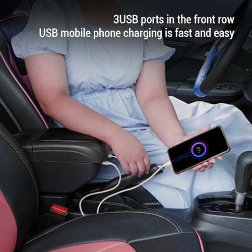 Ausla Car Central Storage Organizer, Sliding Armrest 6 USB Ports (Black) — view 5