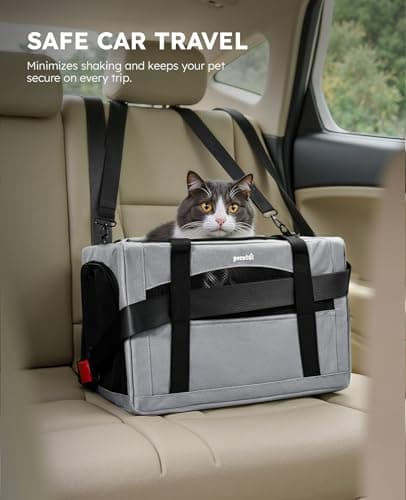 pecute Cat Carrier, Pet Carrier with Scientific Hidden Partition, Grey — view 3
