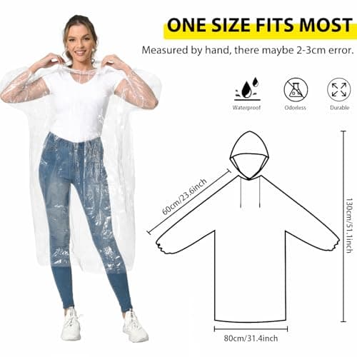 MOKANI Disposable Rain poncho for Adults, 10 PCS Waterproof Ponchos — view 2