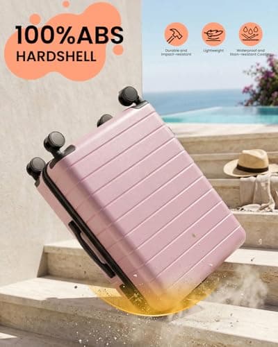 Shavont Large Suitcase 28 Inch Hard Shell Luggage ABS Travel Case (Pink) — view 4