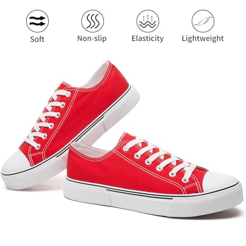 yageyan Men Canvas Low top Shoes Classic Casual Sneakers Black and White Fashion Shoes, Red, 12 — view 5