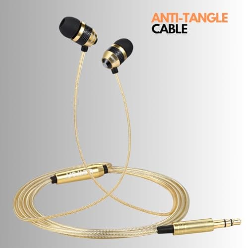 Betron B25 Earphones, In-Ear Wired Headphones, Gold — view 4