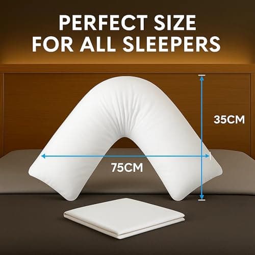 House 22 V Pillow with Pillowcase – Hypoallergenic & Orthopedic V Shaped Pillows for Ultimate Comfort – Ideal for Maternity, Nursing, and Relaxation — view 5