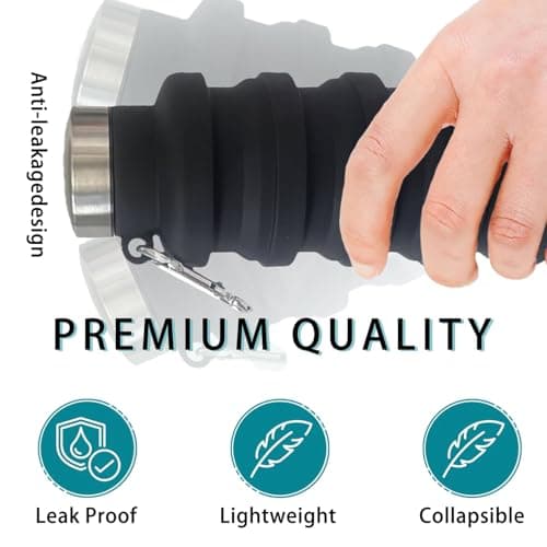 BRITECO Collapsible Water Bottle | BPA-Free, Foldable 500ml Silicone Water Bottle | Perfect for Travel, Hiking, Gym, and Outdoor Activities | Lightweight, Reusable, and Leak-Proof Design — view 4