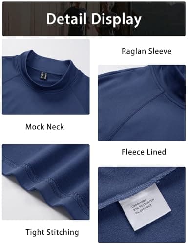 MAGCOMSEN Mens Long Sleeve Thermal Shirts High Neck Base Layer Navy, M — view 5