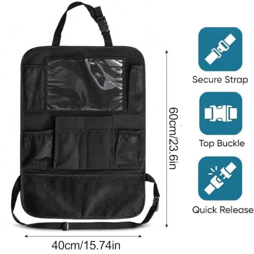 YUPDFGB Auto Ruecksitz Organizer Kinder 2er Set, Car Seat Organizer, Leather Car Organiser for Kid, 11 Storage Pockets with Foldable Table Tray and Tablet Holder for Travel Accessories (B) — view 2