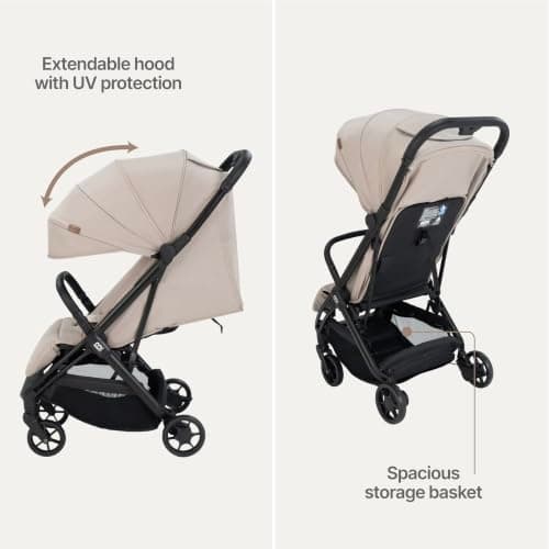 Babymore Yara Baby Stroller - One Touch fold, Lightweight, Cabin Size (Latte) — view 6