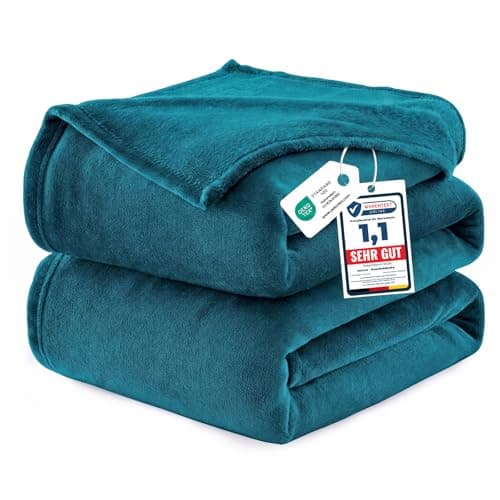 WAVVE Fleece Blanket Queen Size XL Teal 7ft x 8ft - Fluffy Soft Warm Versatile Large Throw Blanket for Bed/Sofa/Couch, 220x240 cm