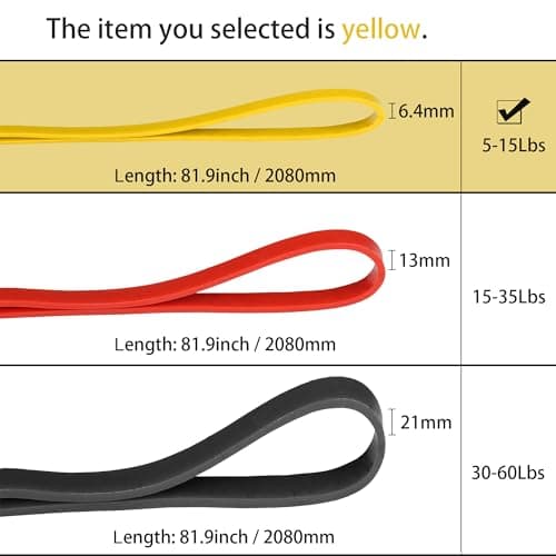 Resistance Bands, Pull Up Bands Different Levels 5-15lbs Exercise Band for Men Women, Gym Workout, Yoga, Powerlifting, Strength Training, Calisthenics (Yellow 5-15 LBS) — view 2