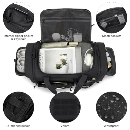 TONRUYN Tactical Gym Bag Mens 40-45L Expandable Sports & Travel Duffel Bag — view 5