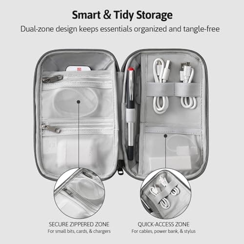 OrgaWise Cable Organiser Bag, Electronic Organizer Travel Case, Water Resistant Travel Accessories Bag Tech Pouch for Charger Adapter Power Bank Hard Drive (Grey) — view 4