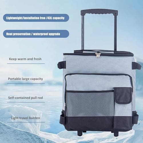 Ccarzzi Collapsible Cooler Bag on Wheels 43L Portable Large Cool Box Picnic Bag with Handle, Waterproof Oxford Cloth, for Camping, Fishing, BBQ — view 2