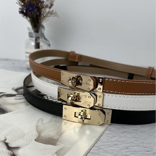 FENLDY Cream Adjustable (19.5 in - 35.5 in) Women's Cream Solid Color Alloy Turn Lock Belt For Jeans, One Size — view 4
