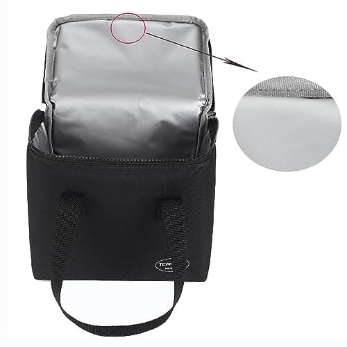 TEAMOOK Small Cool Bag Leakproof Waterproof Soft Insulated Lunch Bag for Adults and Kids 6 Cans (Black) — view 4