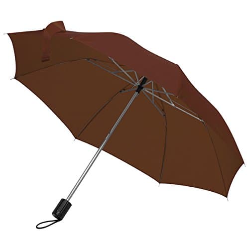 Mens Ladies Small Pocket Telescope Umbrella Compact Folding (Brown)