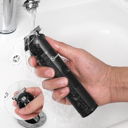 Hatteker 8-in-1 Professional Men's Grooming Kit Cordless Beard Trimmer Hair Clipper Zero Gapped T-Blade Electric Razor Nose Ear Body Trimmer IPX7 Waterproof, Precision Trimming for Bald Head/Oil Head — view 6