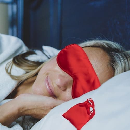 Bojueshaw Blackout Sleep Mask,Silk Eye Mask with Adjustable Strap,Ultra Soft Blindfold for Travel,Yoga,Meditation & Deep Sleep(Red) — view 5