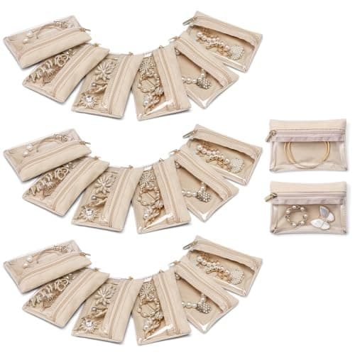 VLANDO 20 Pack Velvet Jewellery Pouches, Clear Travel Organiser for Women