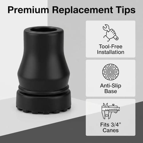 3/4" Non-Slip Walking Stick Tips, 19mm Rubber Caps for Canes/Poles — view 3