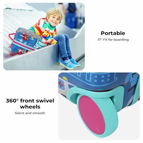 Dekko Kids Luggage Ride-On Suitcase, 2-in-1 Travel Luggage for Toddlers & Children, Carry-On Trolley with Spinner Wheels, Shoulder Strap, Waterproof Hard Shell, 50kg Capacity (Blue) — view 6