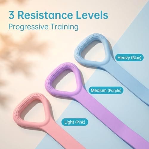 Mtbricey 3 Pcs Resistance Bands Figure 8 Resistance Band with Textured Grip Handles Portable Home Fitness Workout Equipment for Pilates Yoga Improves Upper Back and Shoulder Mobility — view 2