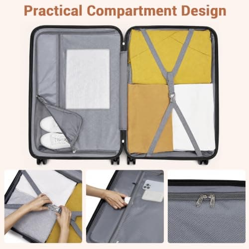 Kono Medium Hard Shell Suitcase, Lightweight ABS+PC Checked Luggage,Orange — view 5