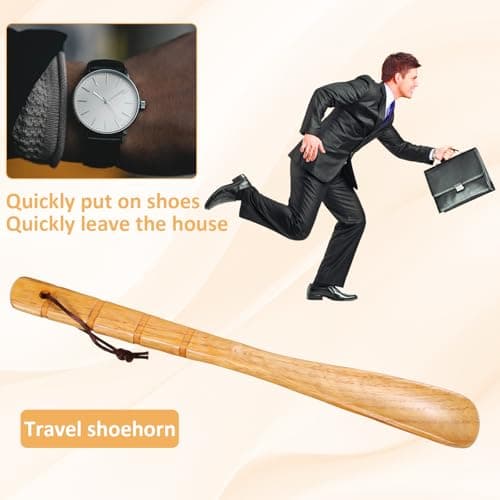 2 PCS Shoe Horn Long Handled Wooden Shoe-Horn for Boots Beech Shoe-Horns — view 4