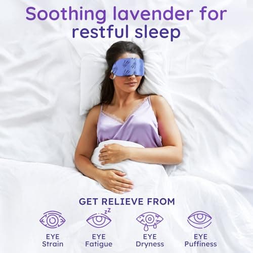 8 Pack Lavender Steam Eye Mask for Dryness, Puffiness, Strain & Relaxation, Heated Eye Mask for Sleeping & Travel, Self-Heating & Disposable Warm Compress, Travel Essentials,Relaxation Gifts for Women — view 2