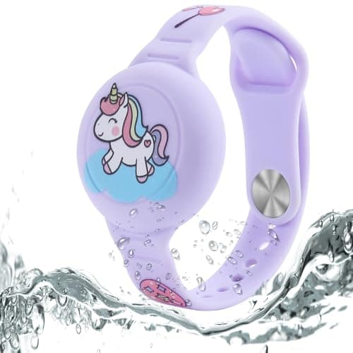 Dingfeiyu Kids Waterproof Bracelet for Airtag, Soft Silicone Wristband Case Cover for Airtag, Lightweight Holder for Apple AirTag Watch Band for Toddler