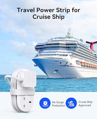 ORICO Travel Extension Lead with USB Slots, 2 Outlets 3 USB Ports (1 USB C), 3250W 13A Socket Extensions, Rollable Extension Cord for Travel/Home/Office, Essentials Cruise Approved Power Strip-White — view 6
