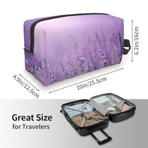 JaoXer Large Travel Cosmetic Bag â€“ Reusable Romantic Purple Lavender Print Dopp Kit for Toiletries, Portable Organizer for Men and Women, White, One Size — view 4