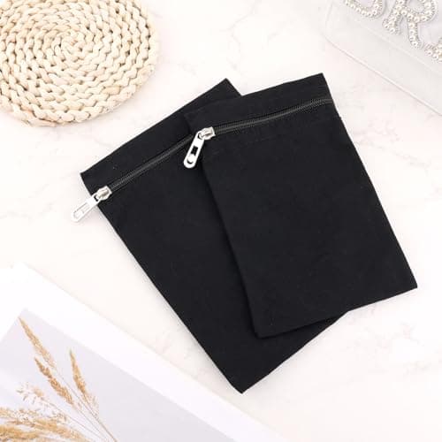 2pcs Sew-in Side Pocket with Zipper, Sew on Hidden Pockets Coat Inside Pockets Security Sewing Drainage Pouch for Travel Clothing Jacket Puffer Robes Hoodie (2 Sizes, Black) — view 3