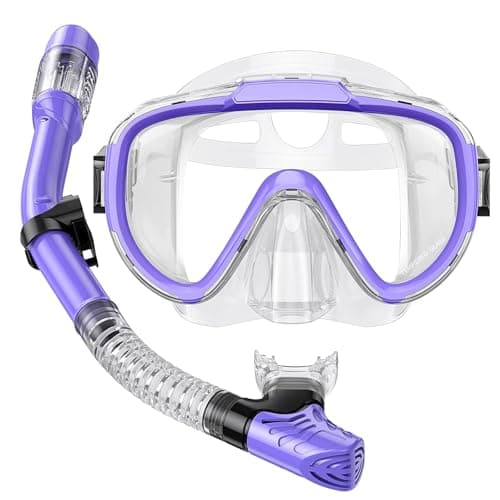 Lealinga Snorkel Set Adult Kid Panoramic View Snorkel Mask with Travel Bag