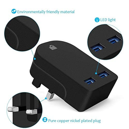 Foldable Charger 3A / 15W USB-A Ports Compact Travel Charger Compatible For iiPhone Samsung Tab HTC Windows Phone Tablet Nokia Motorola Sony Kindle One Plus etc (Black) — view 4