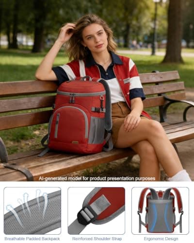 Cooler Backpack Insulated Leakproof Soft Cooler Bag Ice Chest for Women — view 5