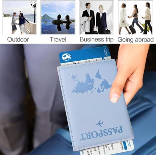 Premium Blue PU Leather Passport Holder - Travel Wallet for Tickets, Cards & Boarding Passes - Perfect British Passport Cover for Families — view 4
