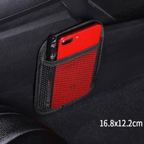 Hosrivae Car Vehicle Mesh Net Storage Bag with -up Mount for Phone Holder and Organizer Pouch Compatible with All Car Models, Black (16.8 x 12.2 cm) — view 2
