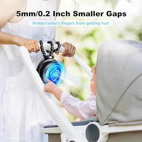 PaPaFboy Pram Fan, Rechargeable 3-Speed Clip On Fan, Black — view 2