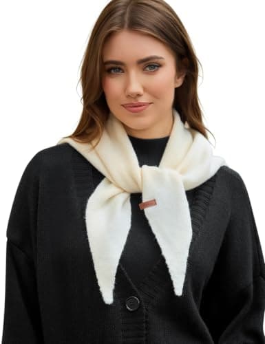 Vijamiy Wool Blend Triangle Scarf for Women, One Size, White