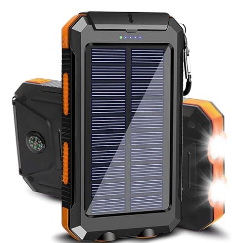 BEOSIOR Solar Power Bank 20000mAh, Portable Solar Mobile Phone Charger, USB C Fast Charging Outdoor Camping with Flashlight for Smartphones Tablets and More
