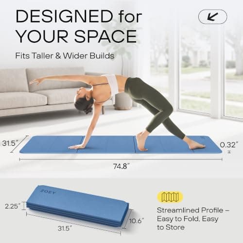 ZOEY 7‑Fold Foldable Yoga & Exercise Mat, Extra‑Wide 189x80cm XL Lightweight Non‑Slip TPE Workout Mat for Yoga Pilates, Portable for Travel Camping Home Gym Floor, Captain's Blue — view 6
