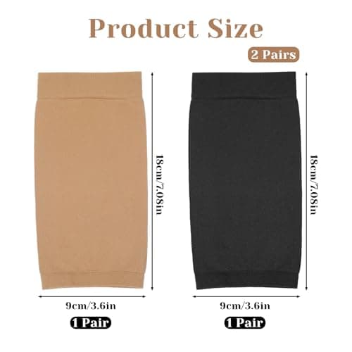 Ajcotahm 2 Pairs Tattoo Cover up Compression Sleeve, UV Sun Protection Arm Sleeves for Women Men Forearm Concealer Support Upf 50 Sports Compression Cooling Sleeve (Black, Skin Color) — view 2
