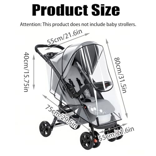 Universal Rain Cover for Pushchair, 1 Pcs Breathable Universal Pram Rain Cover, Securely Protects from Wind, Snow, and Insects, Fits Most Standard Strollers and Prams — view 2