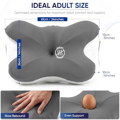 Cervical Memory Foam Neck Pillow Ergonomic for Neck and Shoulder pain support, ideal for Back,Side and Stomach sleeper 2-Height Cooling | Eye Mask — view 3