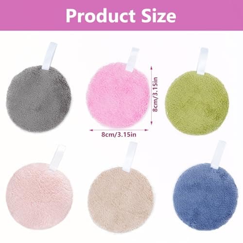 LOPHE 6 Pieces Washable Double-Sided Circle Makeup Remover Pads with Bag, Soft Delicate Cleaning, Reusable Makeup Remover Pads for Daily Cleaning(6 Colors) — view 2