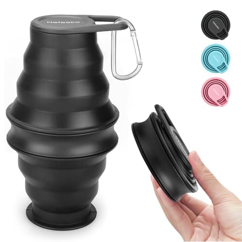 Nefeeko Collapsible Water Bottle,17oz(500ml) Reuseable BPA Free Silicone Foldable Water Bottles for Travel Gym Camping Hiking, Portable Leak Proof Sports Water Bottle with Carabiner