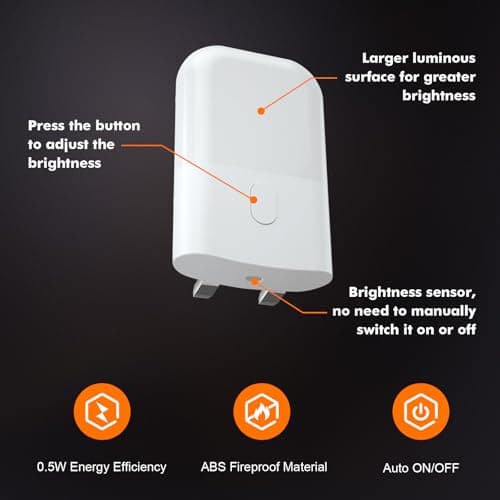 GRIFEMA Plug in Night Light with Dusk to Dawn Photocell Sensor, White — view 5
