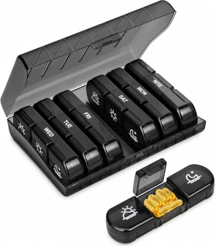 lulir Weekly Pill Organiser 3 Times a Day,Travel Tablet Organiser